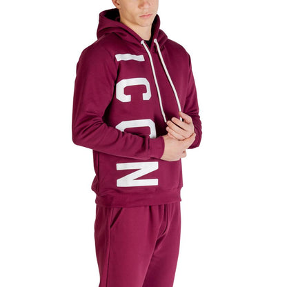 Hooded Hoodie by Icon for men in cotton polyester bordeaux features an dramatic silhouette, showcasing a sophisticated and dramatic for a refined, modern aesthetic.