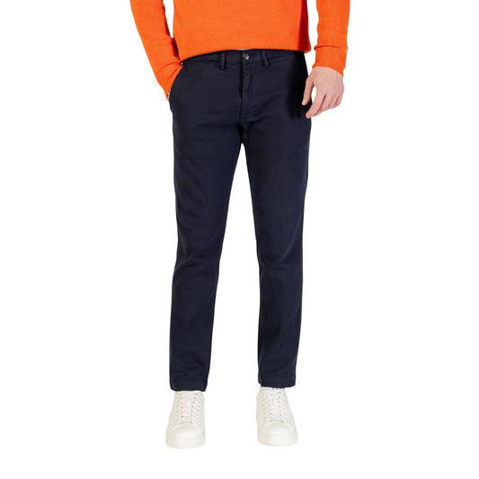 Trousers by Borghese for men in stretch cotton blue features a sculptural silhouette, showcasing a sculptural skinny & regular-fit and long with a sophisticated for a sculptural finish.