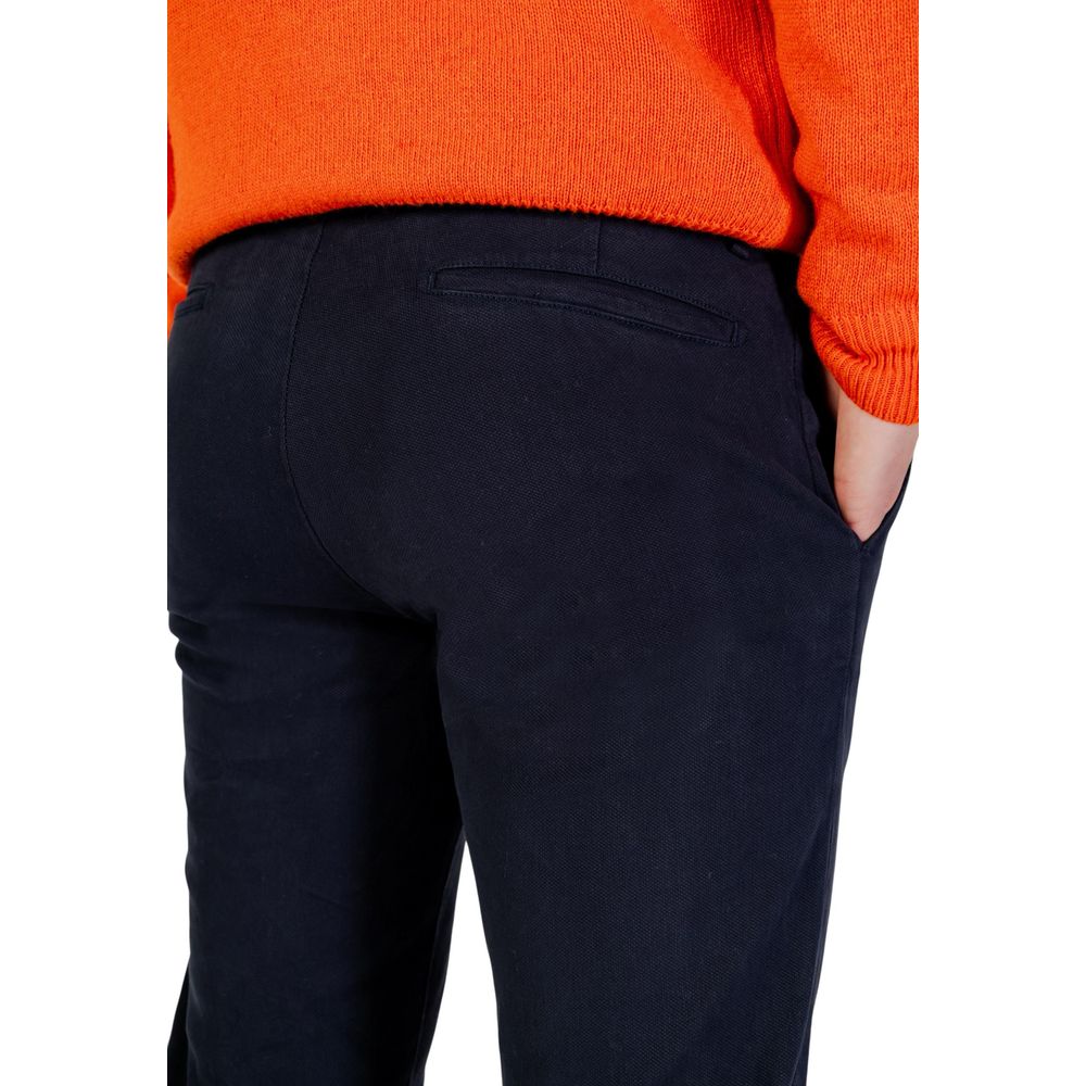 Trousers by Borghese for men in stretch cotton blue features a tailored silhouette with a tailored skinny & regular-fit, defined by its long and a sophisticated .