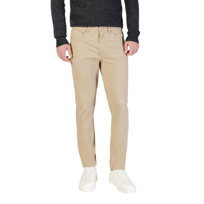 Trousers by Borghese for men in stretch cotton beige features an on trend silhouette, showcasing a sophisticated skinny & regular-fit with a long and for an on trend finish.