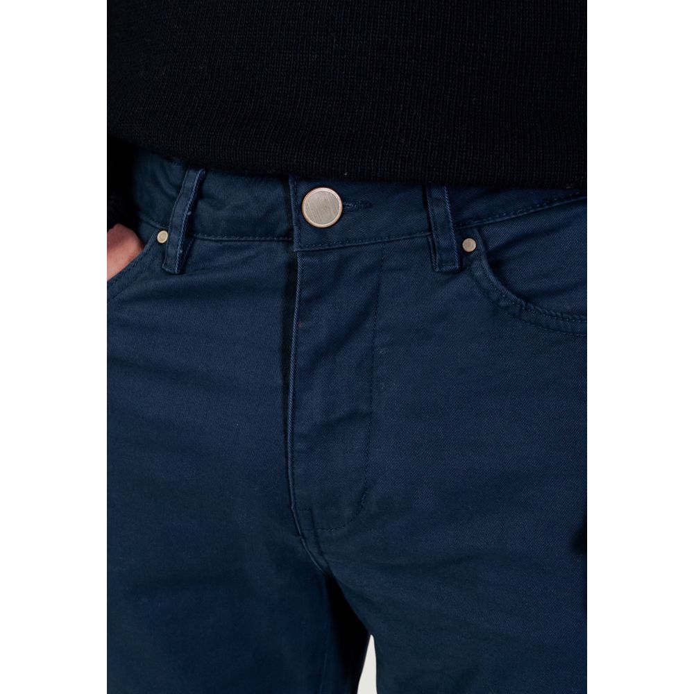 Trousers by Borghese for men in stretch cotton blue features a tailored silhouette with a tailored skinny & regular-fit, defined by its long and a sophisticated .