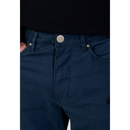 Trousers by Borghese for men in stretch cotton blue features a tailored silhouette with a tailored skinny & regular-fit, defined by its long and a sophisticated .