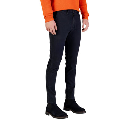 Trousers by Borghese for men in stretch cotton blue features a artisanal silhouette, showcasing a sophisticated skinny & regular-fit with a long and for a artisanal finish.