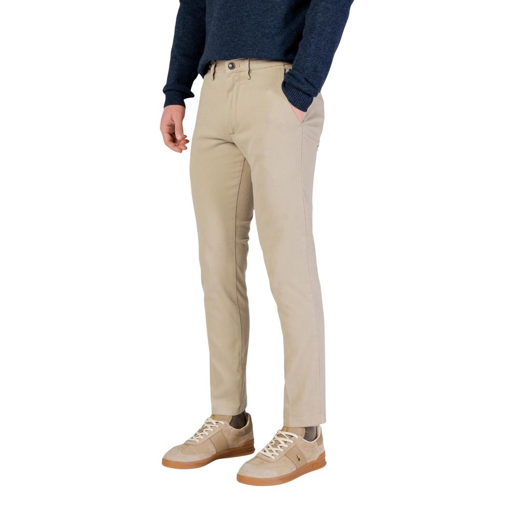 Trousers by Borghese for men in stretch cotton beige features a sculptural silhouette, showcasing a sculptural skinny & regular-fit and long with a sophisticated for a sculptural finish.