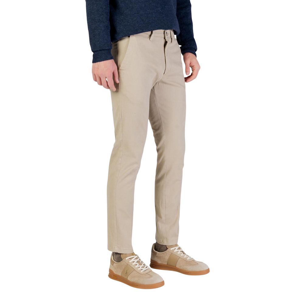 Trousers by Borghese for men in stretch cotton beige features an sartorial silhouette, showcasing a precise skinny & regular-fit and long with a sartorial for a refined look.