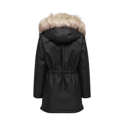 Hooded Parka by Only for women in polyester faux fur black presents a decadent silhouette, showcasing the decadent hooded neckline and functional pockets & hooded for a premium, weather-ready look.