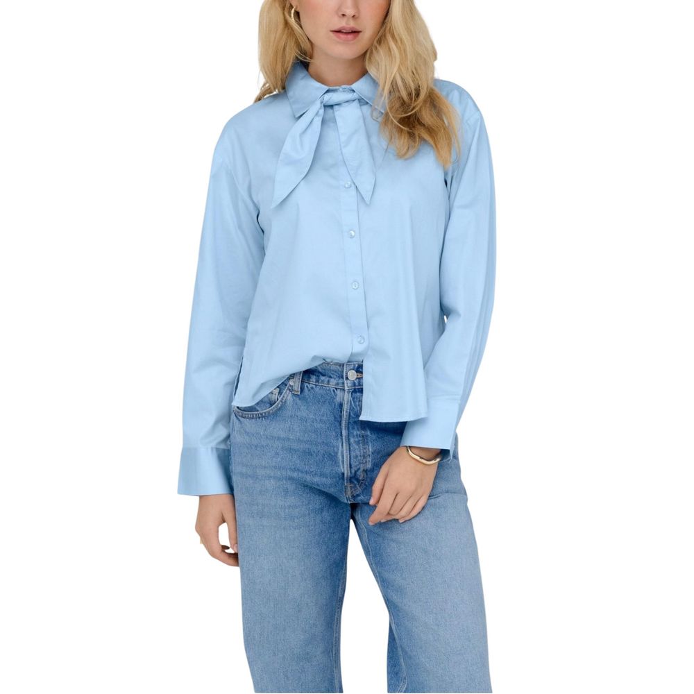 Shirt by Jacqueline De Yong for women in cotton blue features an polished silhouette, showcasing a sophisticated and long-sleeve detail for a truly polished finish.
