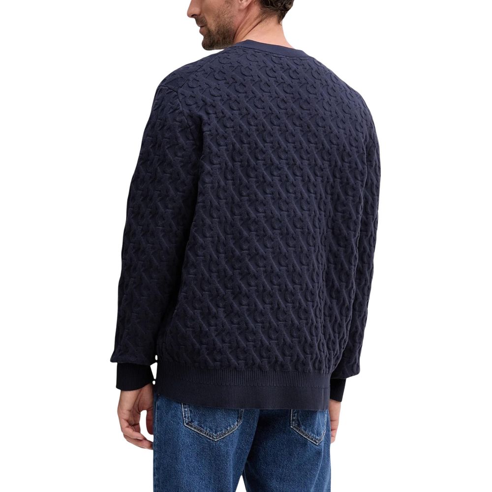 Sweatshirt by Calvin Klein Jeans for men in polyamide polyester & cotton blue features an enviable silhouette, showcasing a premium and refined crew neckline for a truly enviable finish.
