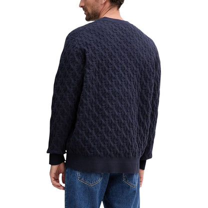 Sweatshirt by Calvin Klein Jeans for men in polyamide polyester & cotton blue features an enviable silhouette, showcasing a premium and refined crew neckline for a truly enviable finish.