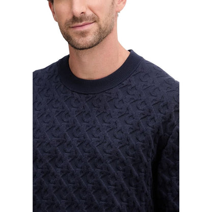 Sweatshirt by Calvin Klein Jeans for men in polyamide polyester & cotton blue showcases a slouchy chic silhouette, artfully detailed with a slouchy chic crew neckline and for a slouchy chic finish.