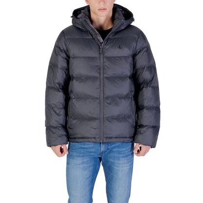 Hooded Overcoat by Calvin Klein Jeans for men in nylon gray features a cosy chic silhouette, artfully detailed with a sophisticated hooded neckline and premium lightweight, hooded & insulated for a cosy chic finish.