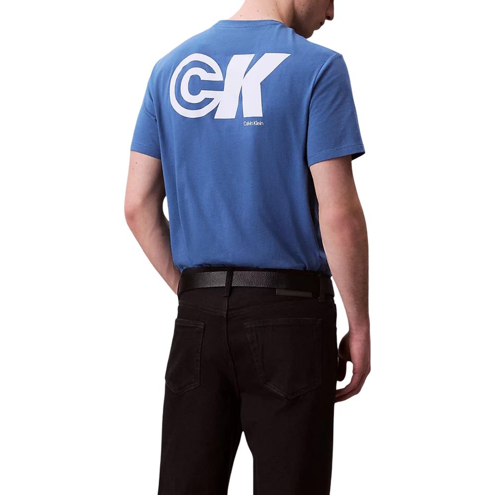 T-Shirt by Calvin Klein Jeans for men in cotton blue features an edgy silhouette, meticulously detailed with a sophisticated and for a truly edgy finish.