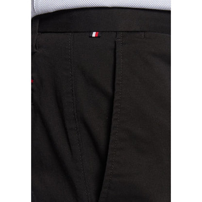 Trousers by Tommy Hilfiger for men in stretch cotton black features a artisanal silhouette, showcasing a sophisticated regular-fit with a long and for a artisanal finish.