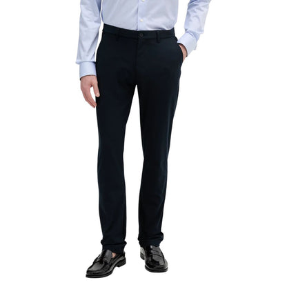 Trousers by Tommy Hilfiger for men in stretch polyester blue & natural features a sculptural silhouette, showcasing a sculptural regular-fit and long with a sophisticated for a sculptural finish.