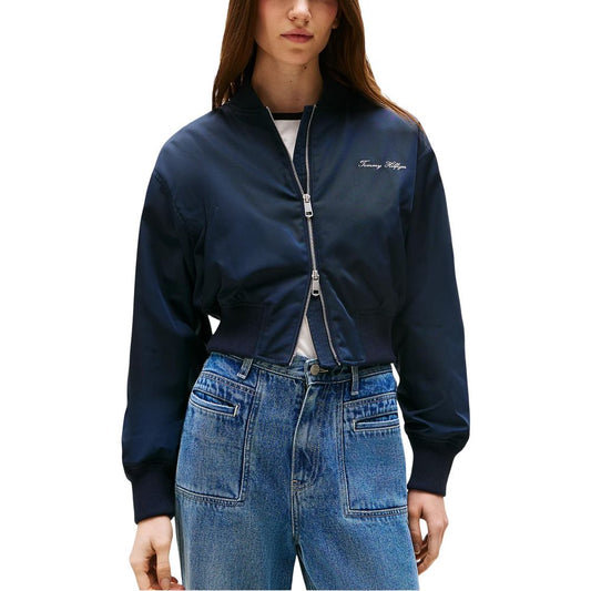 Bomber Jacket by Tommy Hilfiger for women in polyester blue features an on trend silhouette, showcasing refined and a sophisticated for a truly on trend finish.