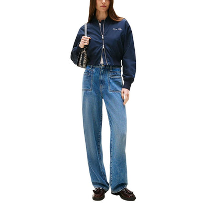 Bomber Jacket by Tommy Hilfiger for women in polyester blue features an contemporary silhouette, showcasing a sophisticated and contemporary for a truly refined look.