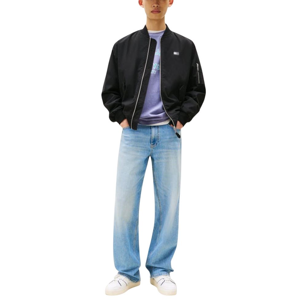 Bomber Jacket by Tommy Hilfiger Jeans for men in polyamide cotton black features a dramatic silhouette, showcasing a sophisticated and distinctive pockets for a dramatic aesthetic.