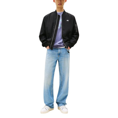 Bomber Jacket by Tommy Hilfiger Jeans for men in polyamide cotton black features a dramatic silhouette, showcasing a sophisticated and distinctive pockets for a dramatic aesthetic.