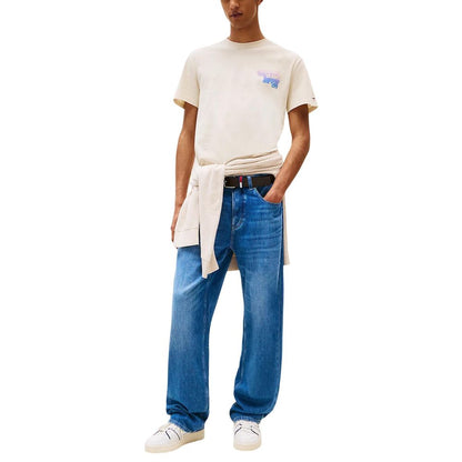 T-Shirt by Tommy Hilfiger Jeans for men in cotton beige showcases a chic silhouette, artfully detailed with a chic and for a chic finish.