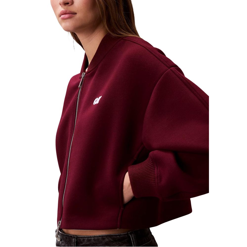 Bomber Jacket by Calvin Klein Jeans for women in stretch polyester & viscose bordeaux features a dramatic silhouette, showcasing a sophisticated and distinctive for a dramatic aesthetic.