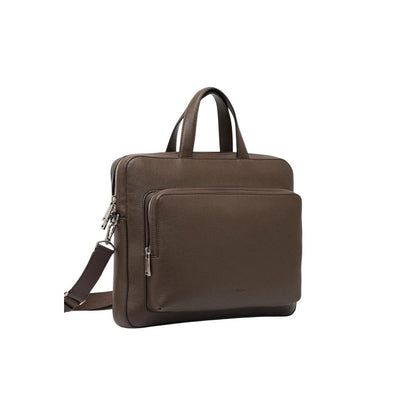 Briefcase by Calvin Klein for men in polyester polyurethane & polyethylene brown features an utilitarian chic Polyester Polyurethane & Polyethylene Briefcase design with a secure zipper, ample laptop-compartment, and utilitarian chic shoulder-strap, adjustable-strap, detachable-strap & handle for a sophisticated look.
