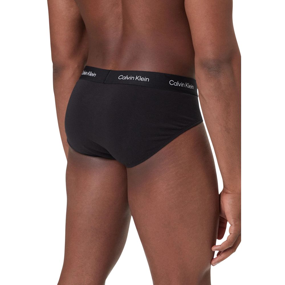 Underwear Briefs by Calvin Klein Underwear for men in stretch cotton black features an ergonomic silhouette, showcasing the ergonomic design of the Men's Stretch Cotton Briefs collection for a premium look and feel.