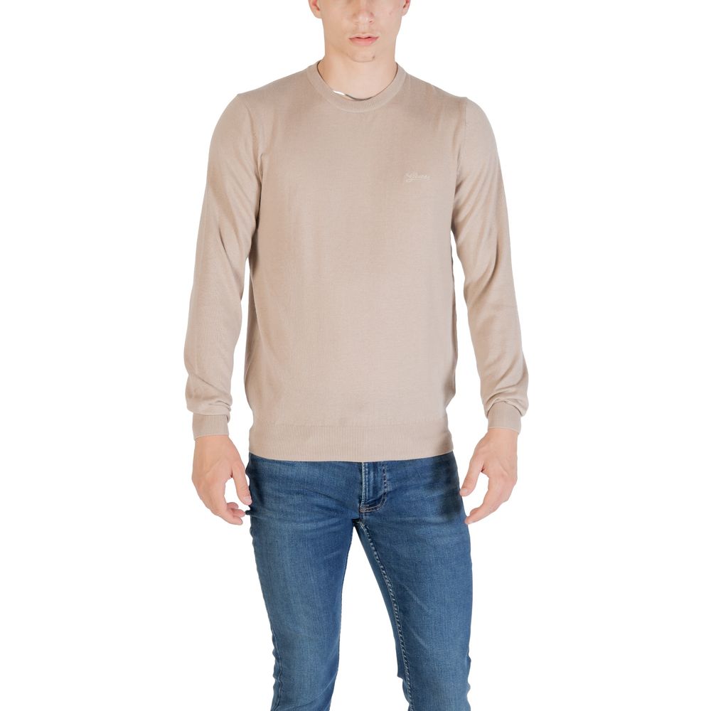 Sweatshirt by Guess for men in silk wool beige features an enviable silhouette, showcasing a premium and refined crew neckline for a truly enviable finish.
