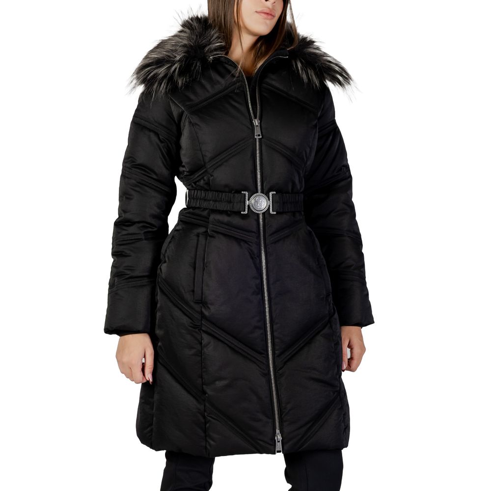 Hooded Overcoat by Guess for women in cotton & faux fur black features a cosy chic silhouette, artfully detailed with a sophisticated hooded neckline and premium pockets, hooded & insulated for a cosy chic finish.