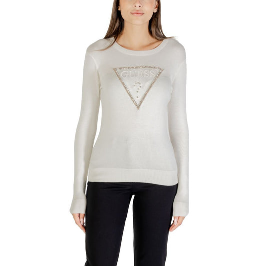 Sweatshirt by Guess for women in stretch viscose cream presents a smart casual silhouette, featuring a smart casual crew neckline and long-sleeve for a sophisticated look.