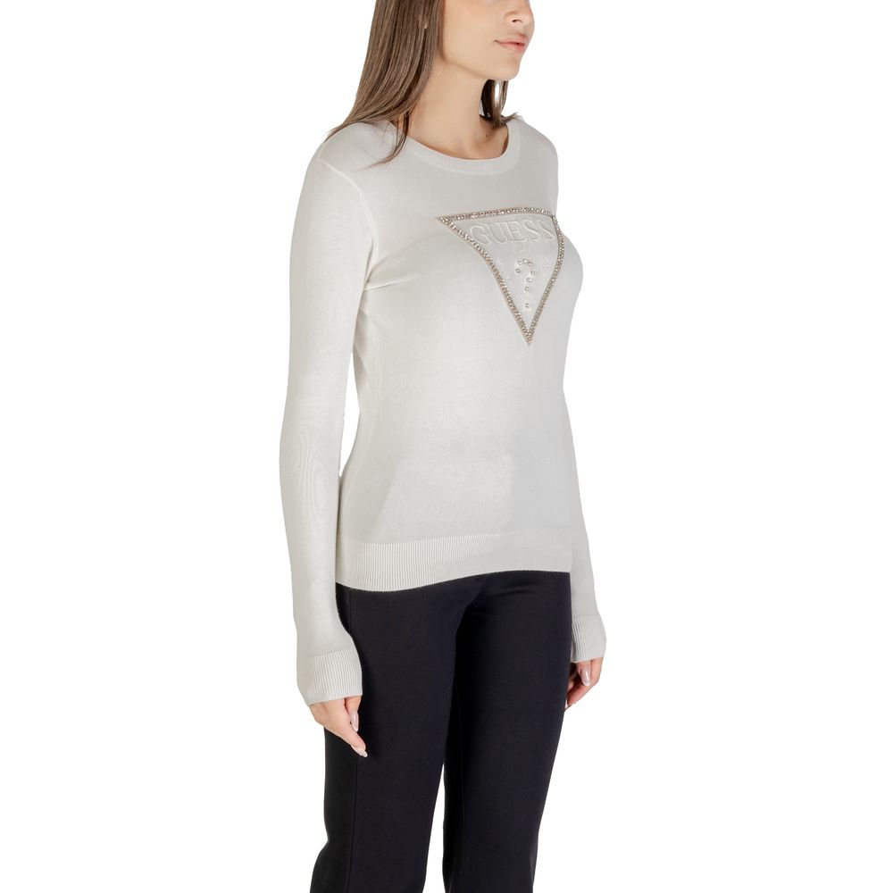 Sweatshirt by Guess for women in stretch viscose cream features an enviable silhouette, showcasing a premium and refined crew neckline for a truly enviable finish.