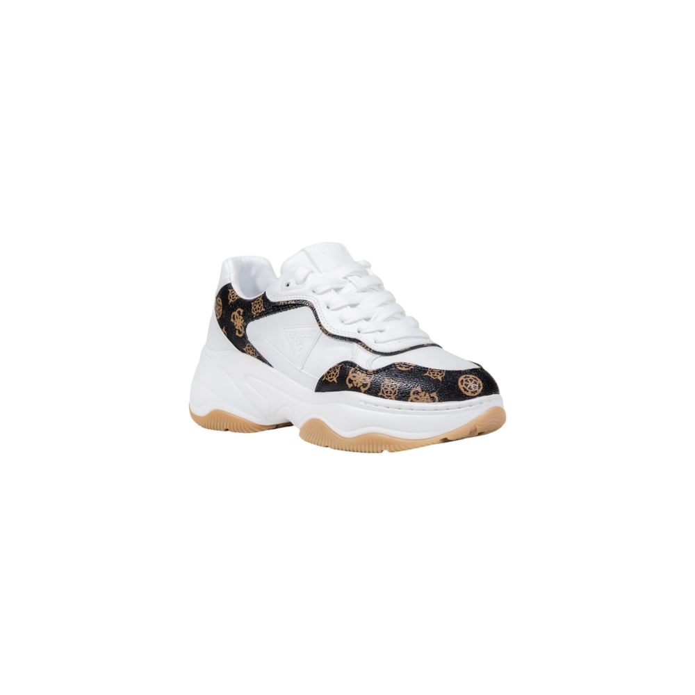 Sneakers by Guess for women in polyethylene & polyurethane white presents a sumptuous silhouette, artfully capturing the essence of the Women's Casual Polyethylene & Polyurethane Sneakers with its sumptuous casual style design.