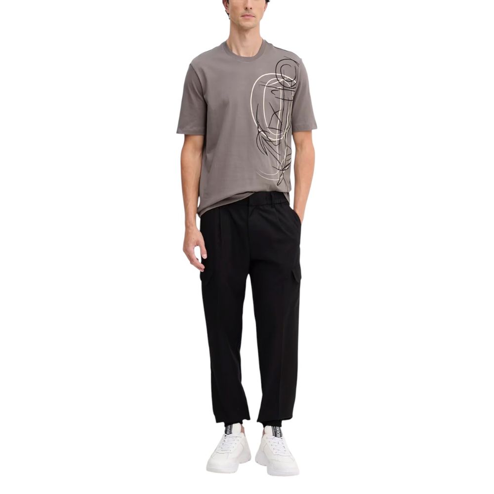 Trousers by Armani Exchange for men in polyester & viscose black features a artisanal silhouette, showcasing a sophisticated regular-fit with a long and for a artisanal finish.
