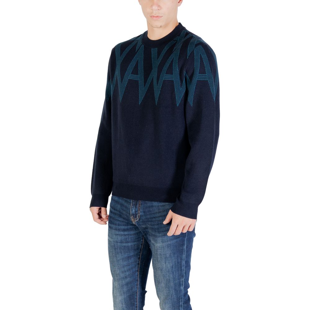 Sweatshirt by Armani Exchange for men in cotton & marabou wool black features an exquisite silhouette, showcasing and crew neckline details for a exquisite look.