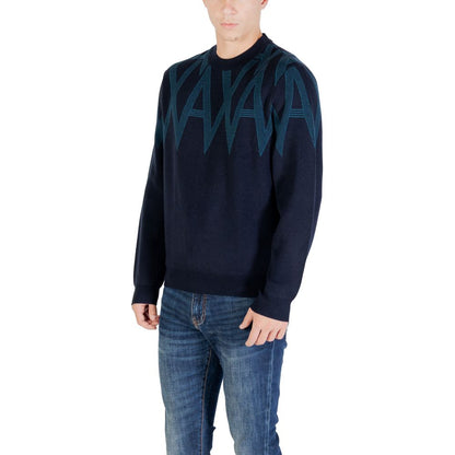Sweatshirt by Armani Exchange for men in cotton & marabou wool black features an exquisite silhouette, showcasing and crew neckline details for a exquisite look.