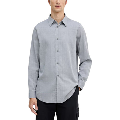 Shirt by Armani Exchange for men in cotton black & white, featuring a nuanced long-sleeve and nuanced for a sophisticated finish.