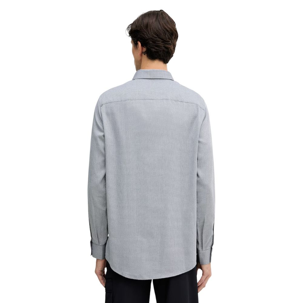 Shirt by Armani Exchange for men in cotton black & white features an architectural silhouette with a refined and elegant for a architectural look.