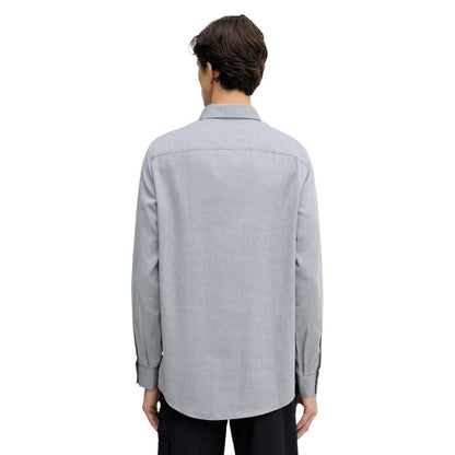 Shirt by Armani Exchange for men in cotton black & white features an architectural silhouette with a refined and elegant for a architectural look.