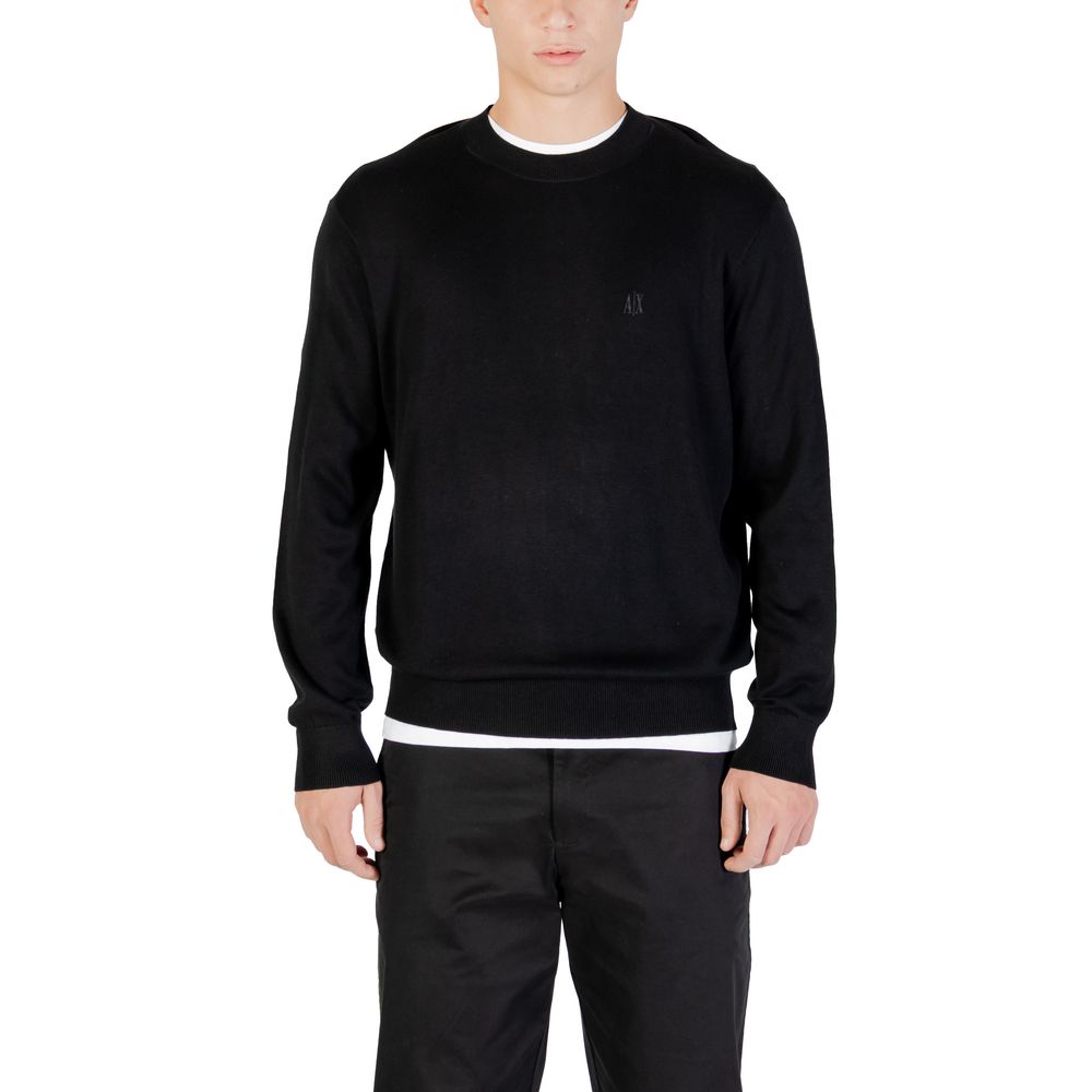 Sweatshirt by Armani Exchange for men in silk cotton & viscose black features an exquisite silhouette, showcasing long-sleeve and round crew neckline details for a exquisite look.