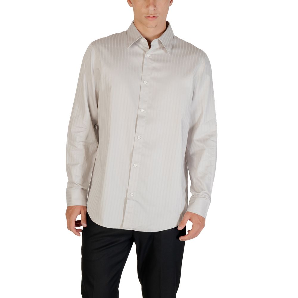 Shirt by Armani Exchange for men in cotton gray, featuring a nuanced long-sleeve and nuanced for a sophisticated finish.