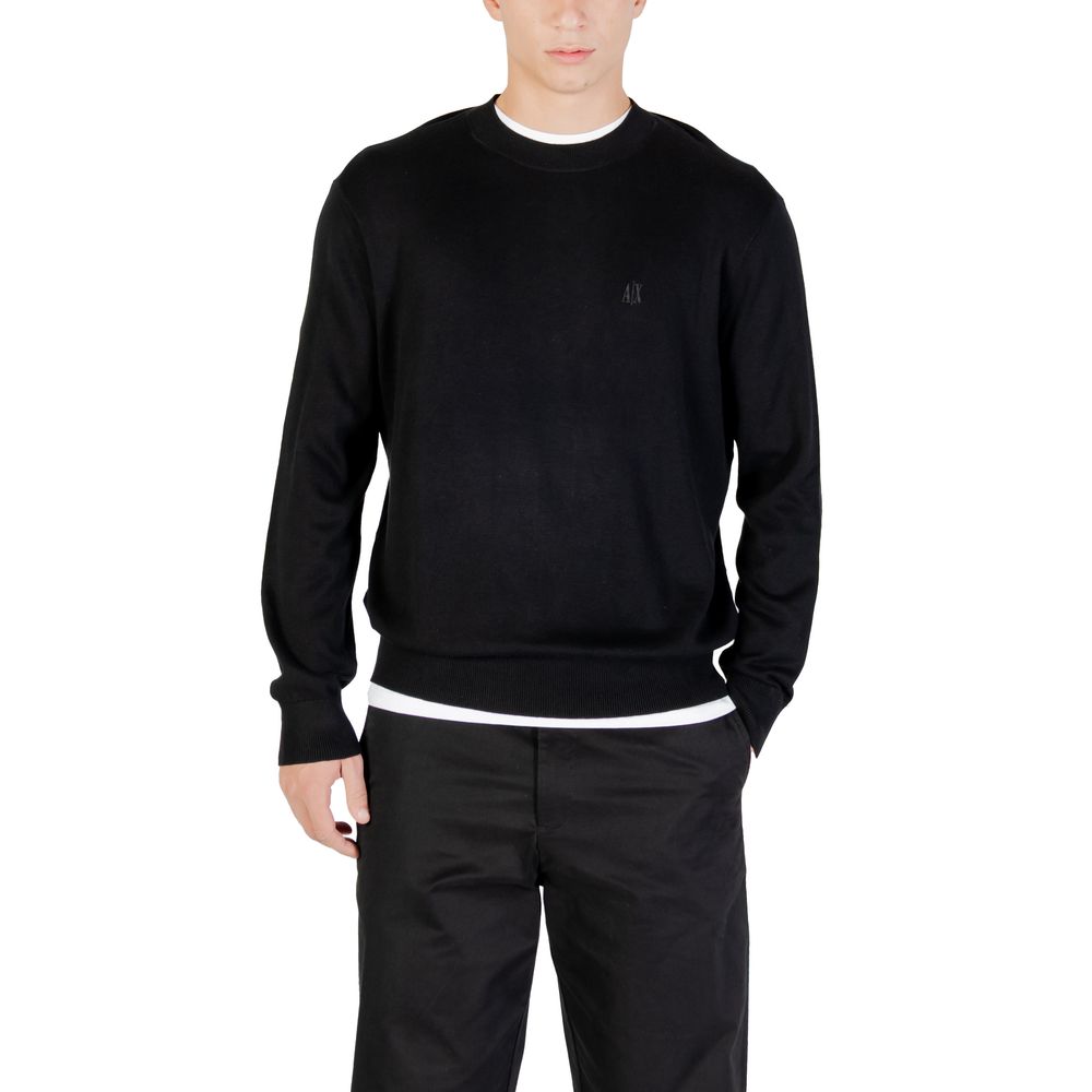 Sweatshirt by Armani Exchange for men in silk cotton & viscose black showcases a slouchy chic silhouette, artfully detailed with a slouchy chic and for a slouchy chic finish.