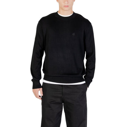 Sweatshirt by Armani Exchange for men in silk cotton & viscose black showcases a slouchy chic silhouette, artfully detailed with a slouchy chic and for a slouchy chic finish.