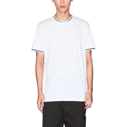 T-Shirt by Armani Exchange for men in cotton white features a plush silhouette, showcasing a sophisticated crew neckline and for a truly plush finish.