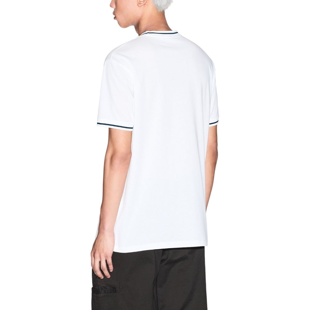 T-Shirt by Armani Exchange for men in cotton white showcases a dramatic silhouette, elegantly detailed with a dramatic crew neckline and for a truly dramatic finish.