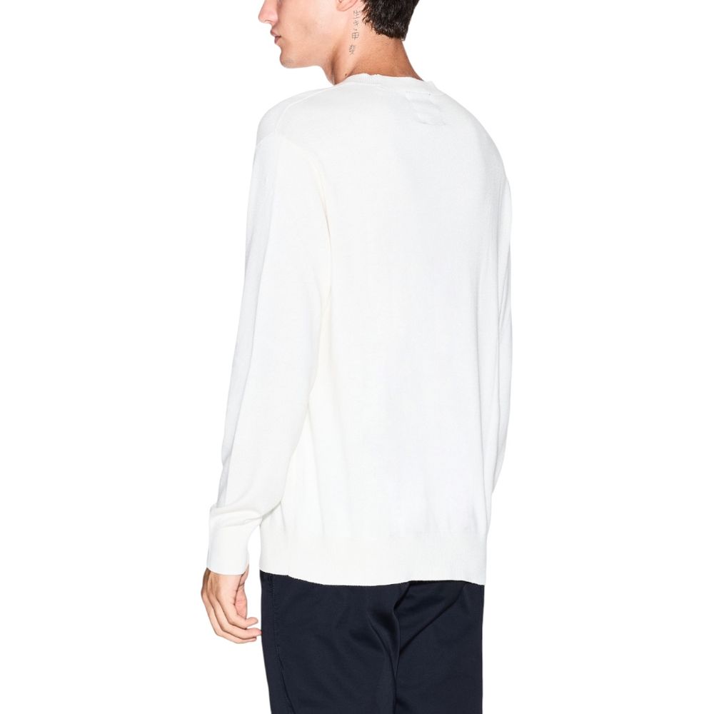 Sweatshirt by Armani Exchange for men in silk cotton & viscose cream presents a smart casual silhouette, featuring a smart casual round crew neckline and for a sophisticated look.