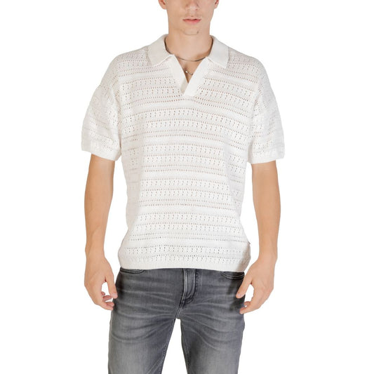 Only & Sons Men's Short-Sleeve V-Neck Cotton Shirt - White