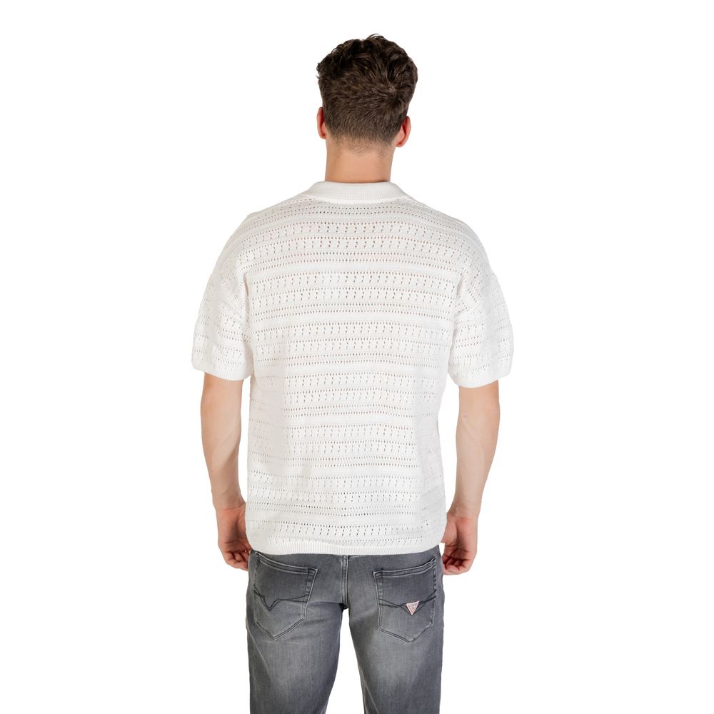Only & Sons Men's Short-Sleeve V-Neck Cotton Shirt - White