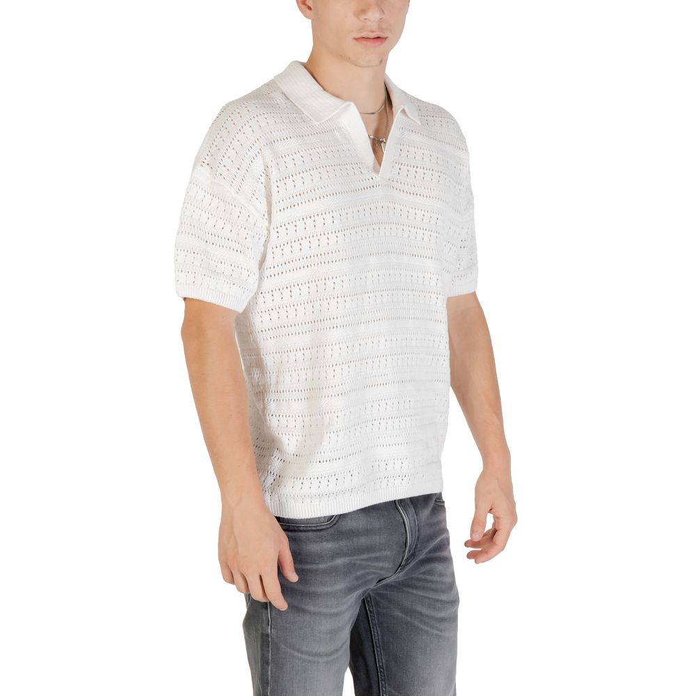 Only & Sons Men's Short-Sleeve V-Neck Cotton Shirt - White