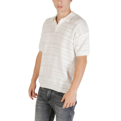 Only & Sons Men's Short-Sleeve V-Neck Cotton Shirt - White