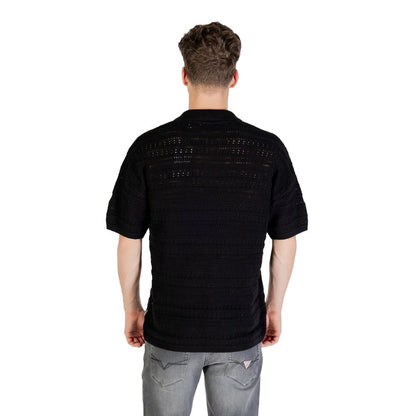 Only & Sons Men's V-Neck Cotton Polo Shirt - Black