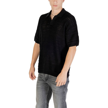 Only & Sons Men's V-Neck Cotton Polo Shirt - Black